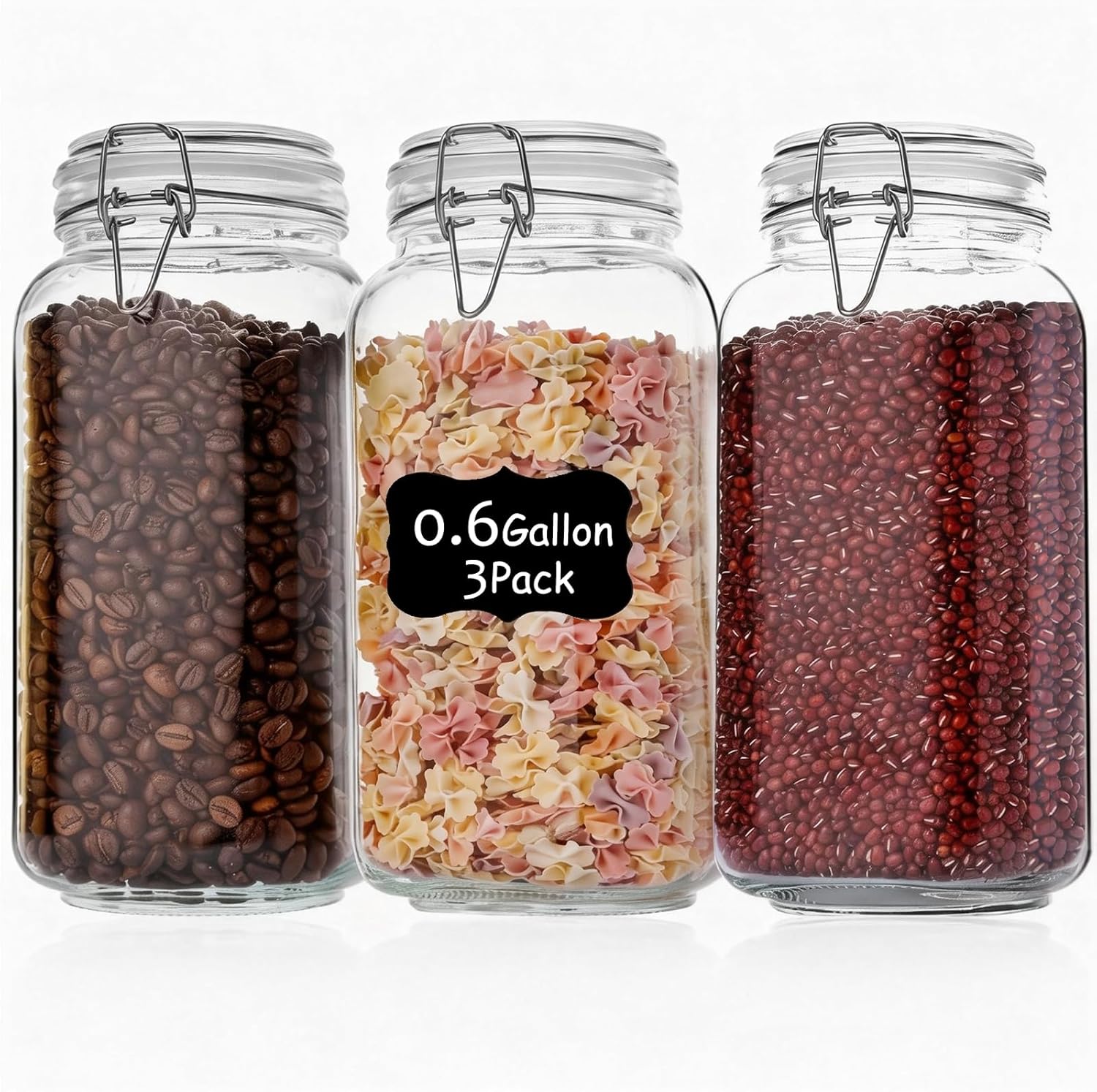 Food Storage Jar Glass - 3 Pack 78oz Glass Jars with