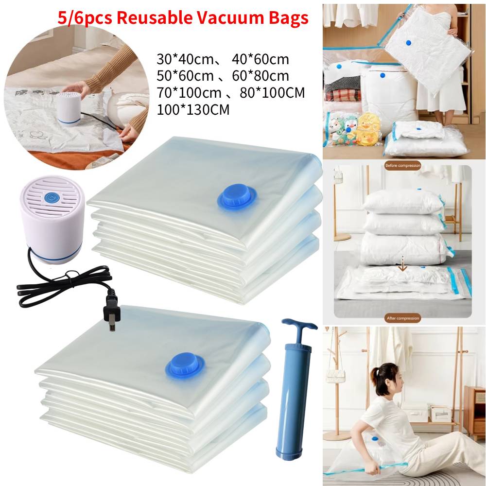 Food Storage Vacuum Pump - 7 Sizes Reusable Vacuum Bags with