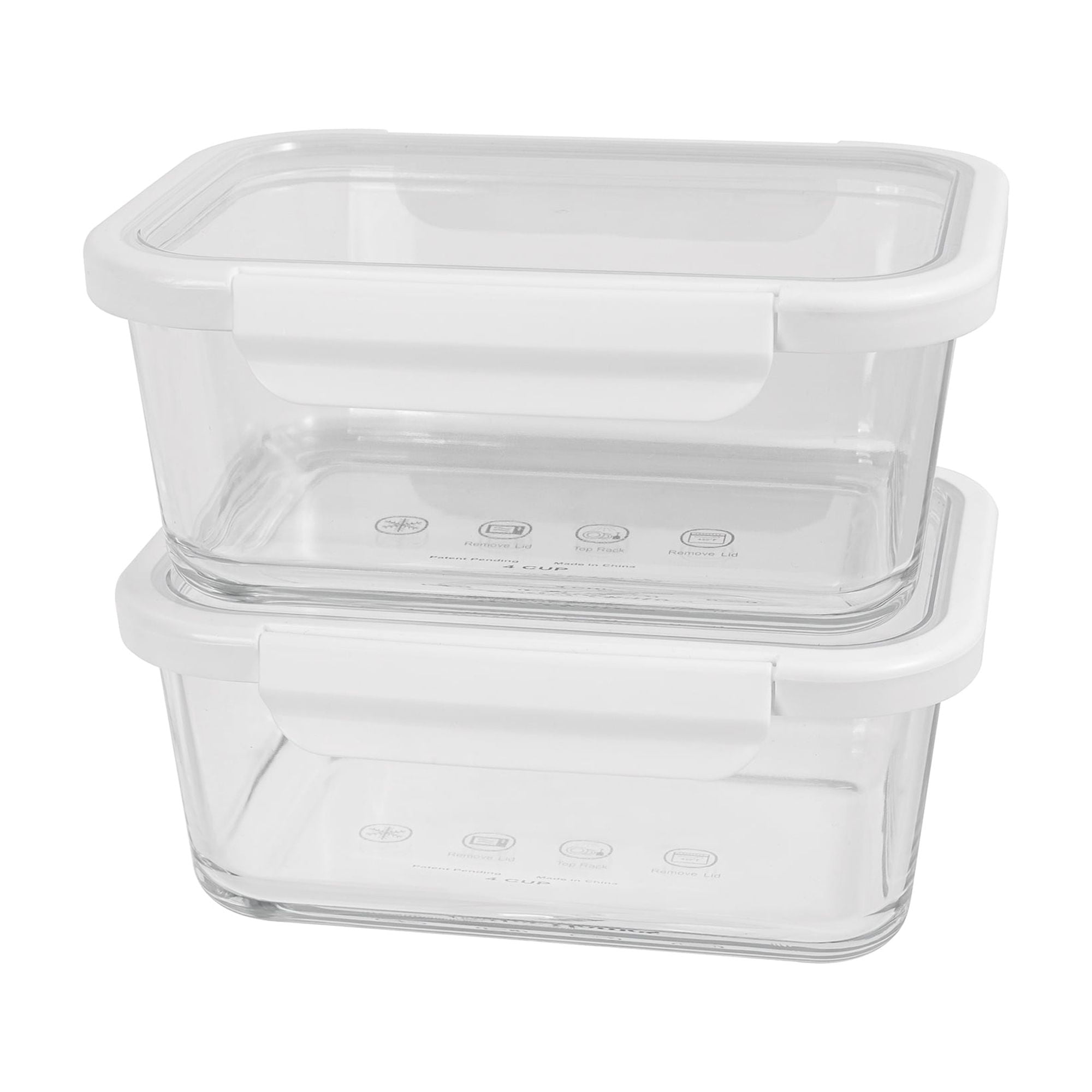 Food Storage Set Glass - 4Cup Rectangle Glass Food Storage Container