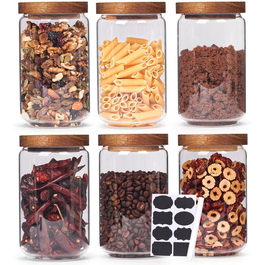 Food Storage Jar Glass - of 6 Glass Pantry Storage Jars
