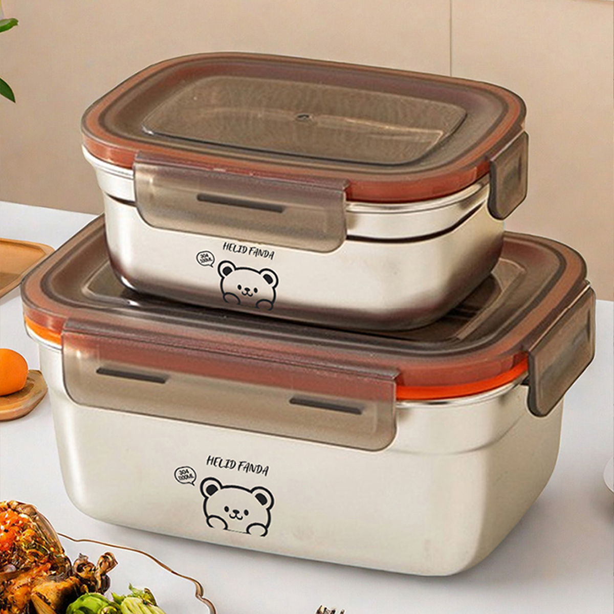 Food Storage Large - Refrigerator Sealed Preservation Box 304 Stainless