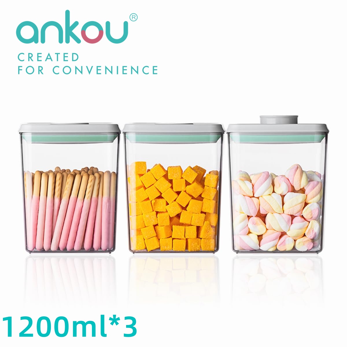 Food Storage Containers - Ankou 3Pcs 1.2L Pop Airtight Food