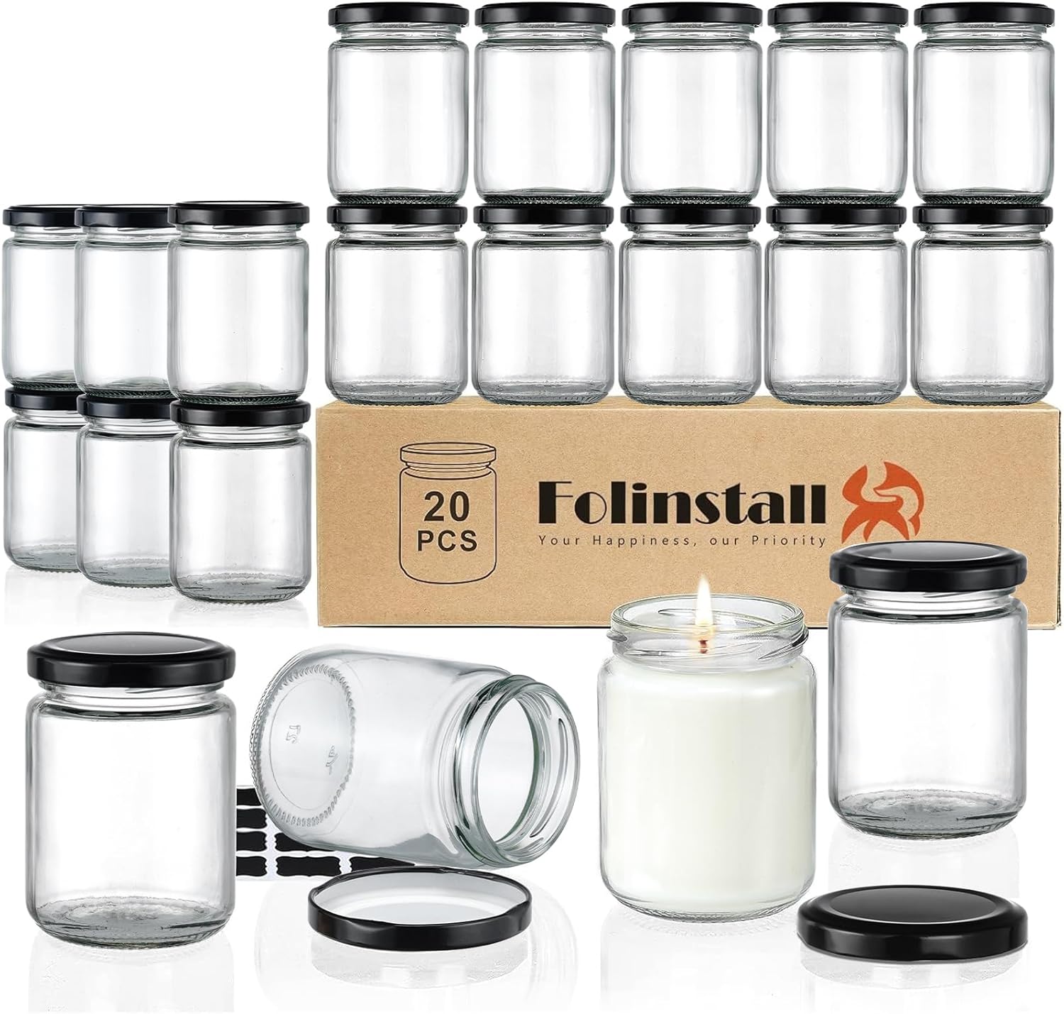 Food Storage Jar Glass - 8 oz Small Glass Jars with
