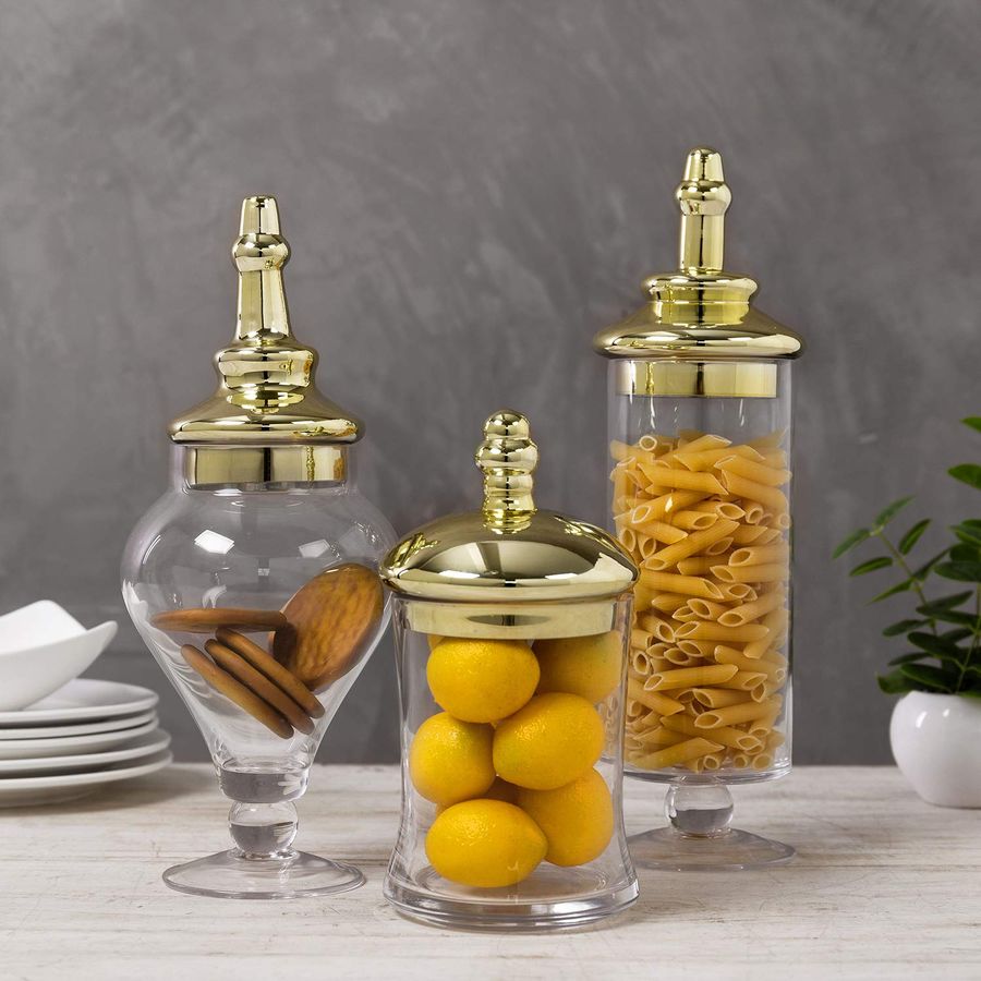 Food Storage Set Glass - 3 Piece Set Antique Clear Glass