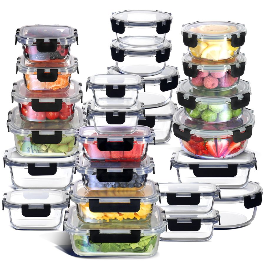 Food Storage Set Glass - 48pc Glass Storage Containers with Lids,