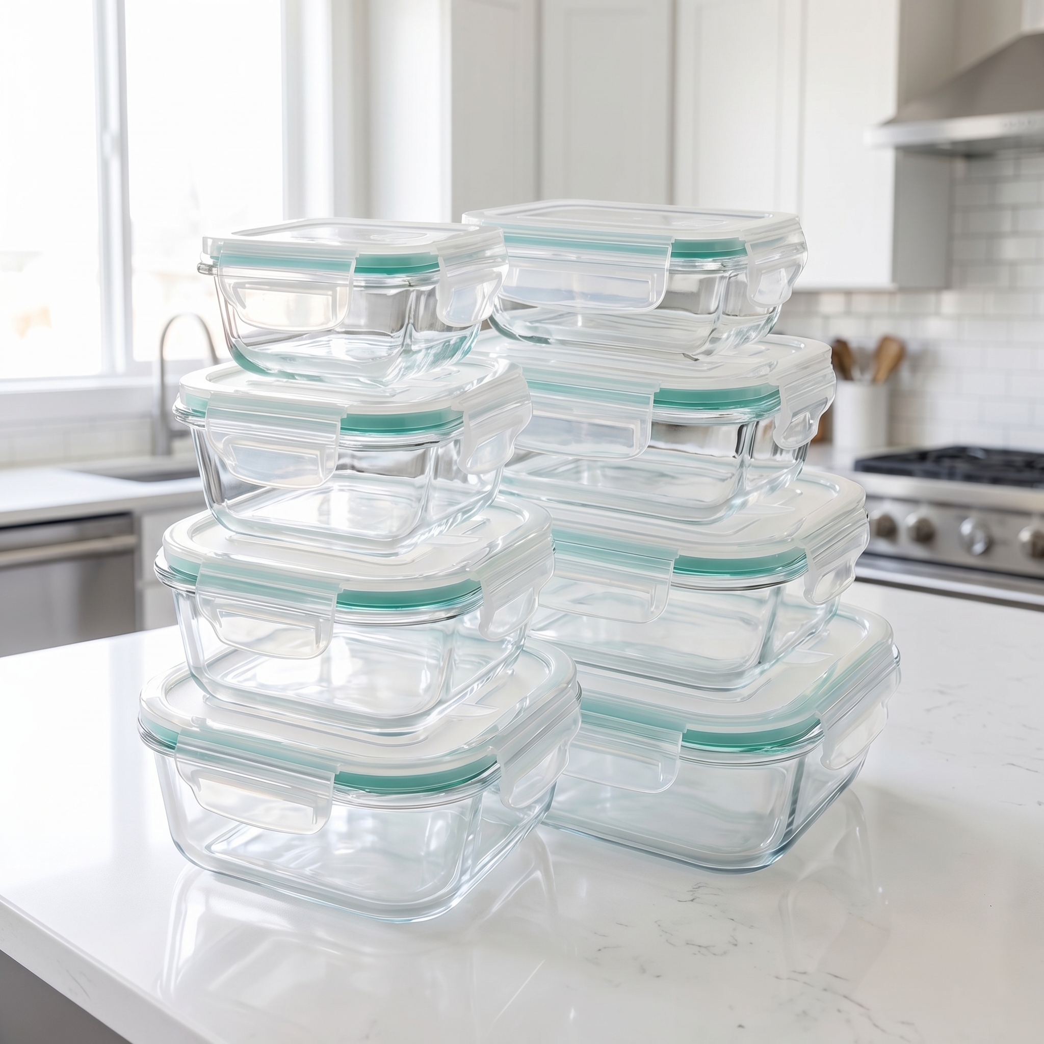 Food Storage Set Glass - A set of 8 food storage