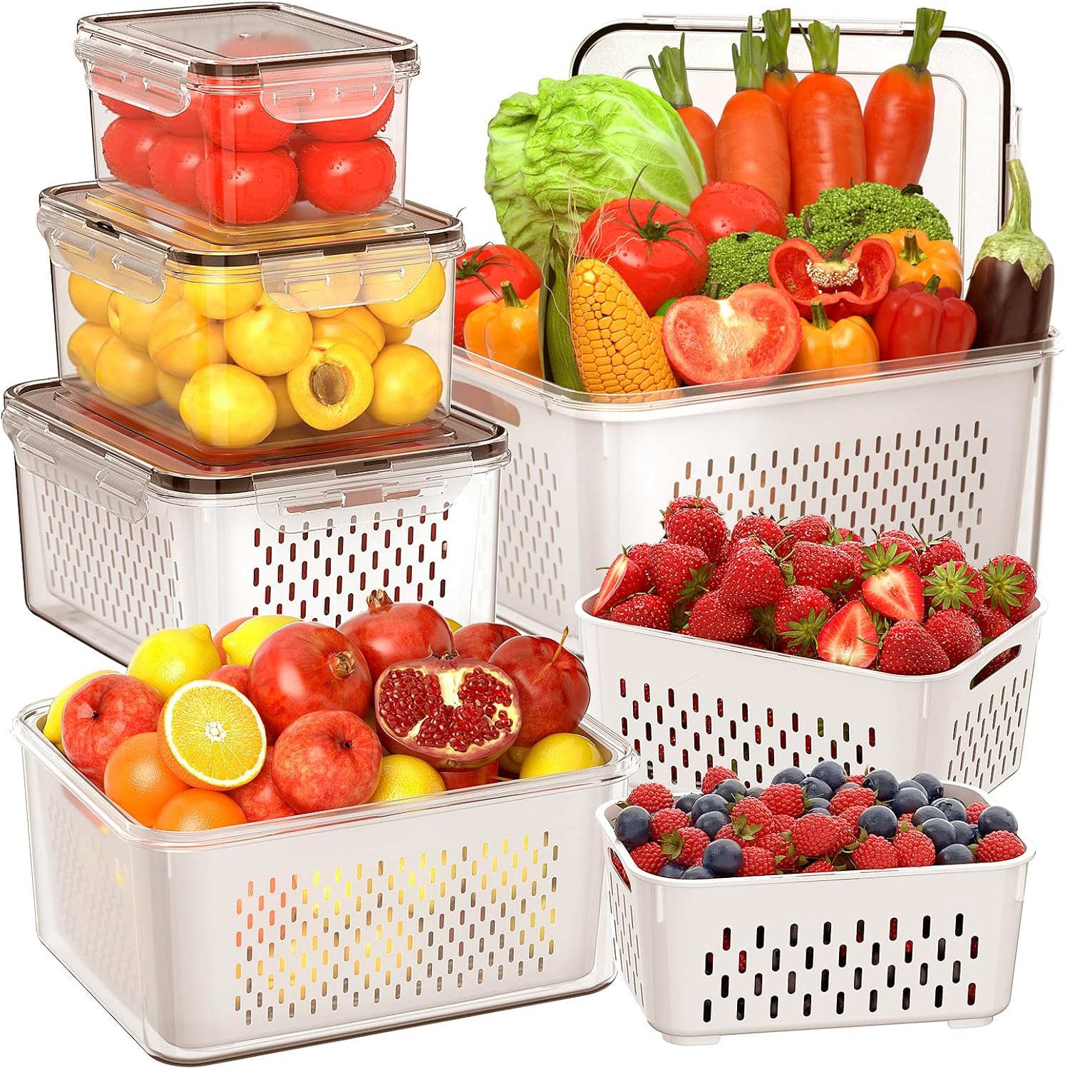 Food Storage Large - 5 PCS Large Fruit Storage Containers