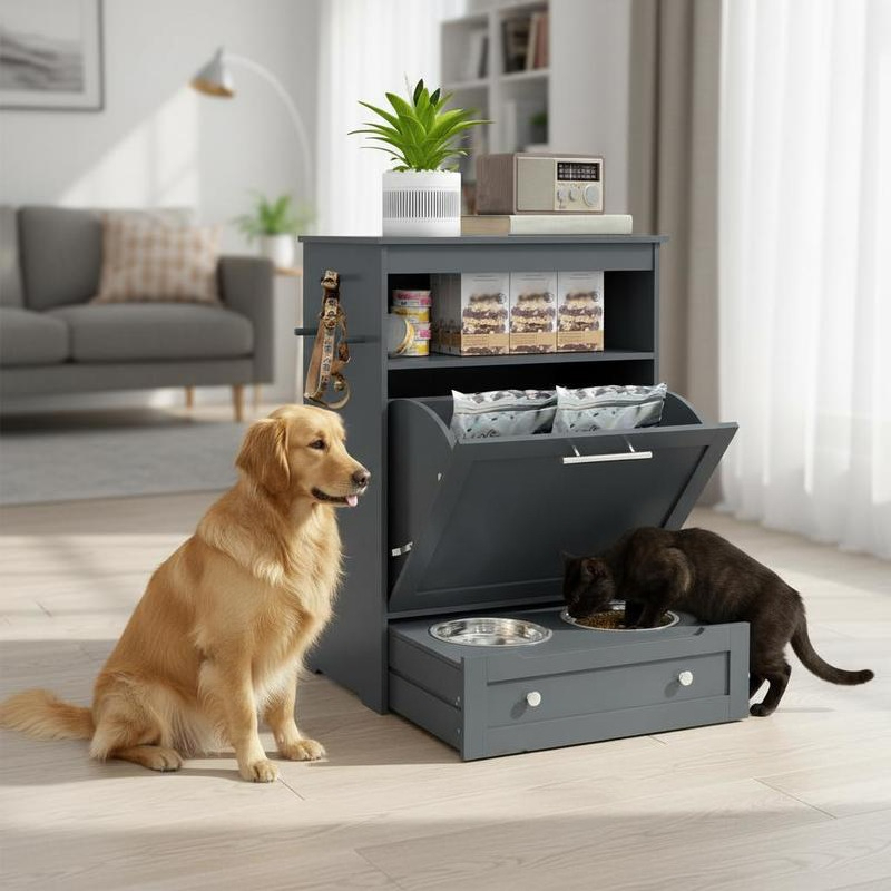 Food Storage Dog - Pet Feeder Station Storage Cabinet, Dog