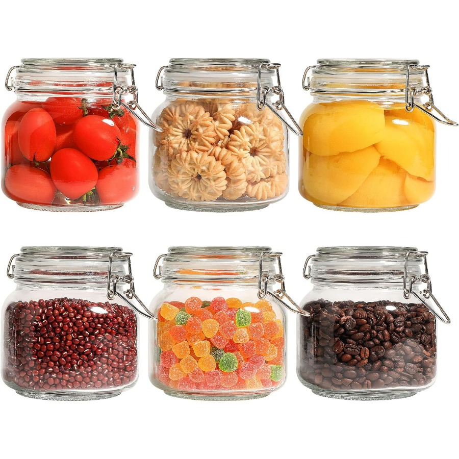 Food Storage Set Glass - 25oz Airtight Glass Canisters with Lids