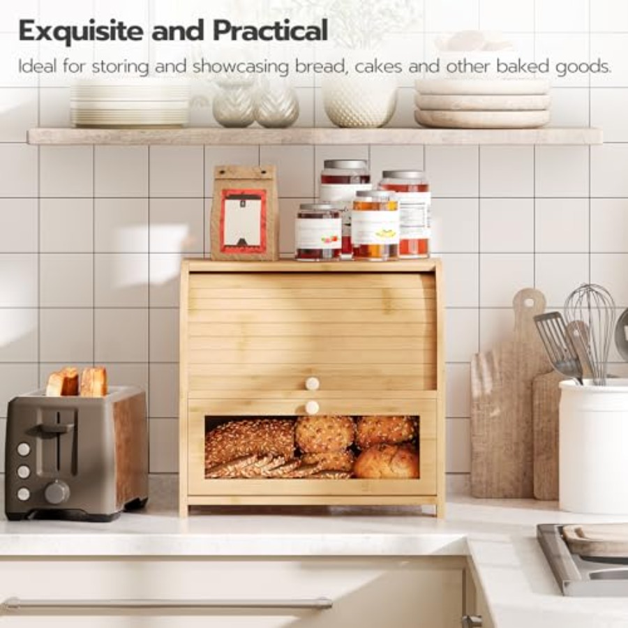 Bread Box, Bamboo Bread Box fo - Food Storage Large recensie en prijs