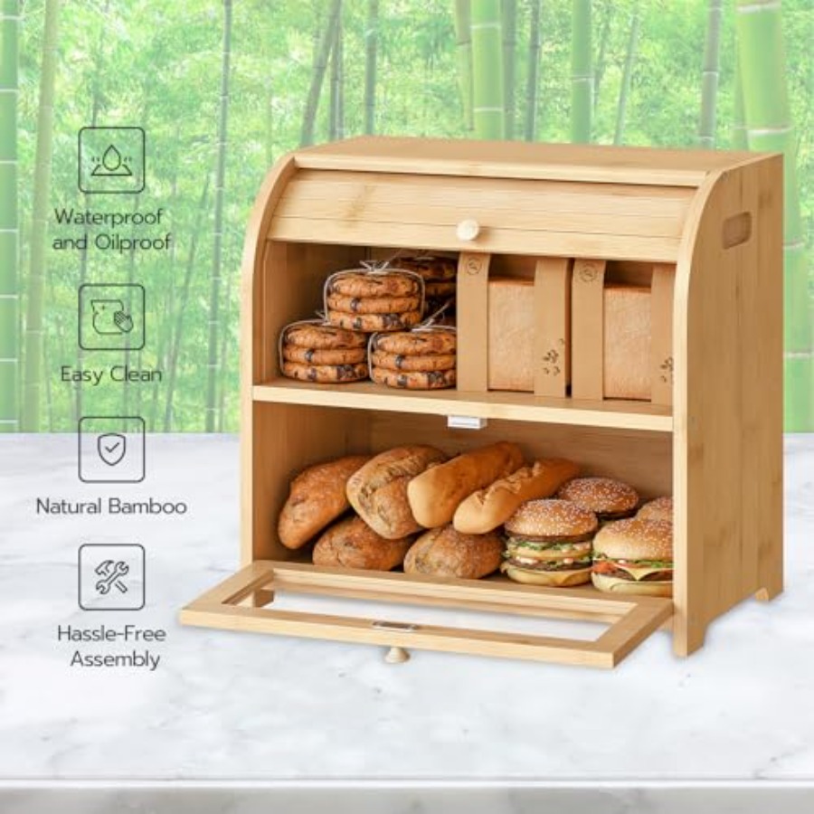 Bread Box, Bamboo Bread Box fo - Food Storage Large recensie en prijs