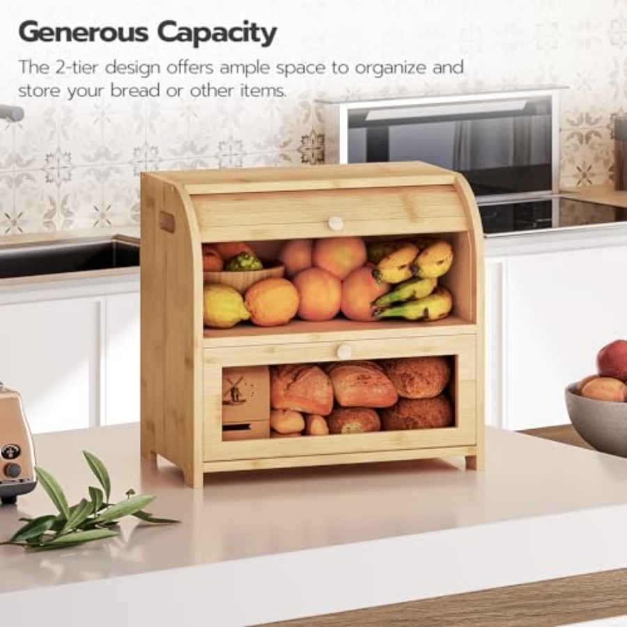 Bread Box, Bamboo Bread Box fo - Food Storage Large recensie en prijs