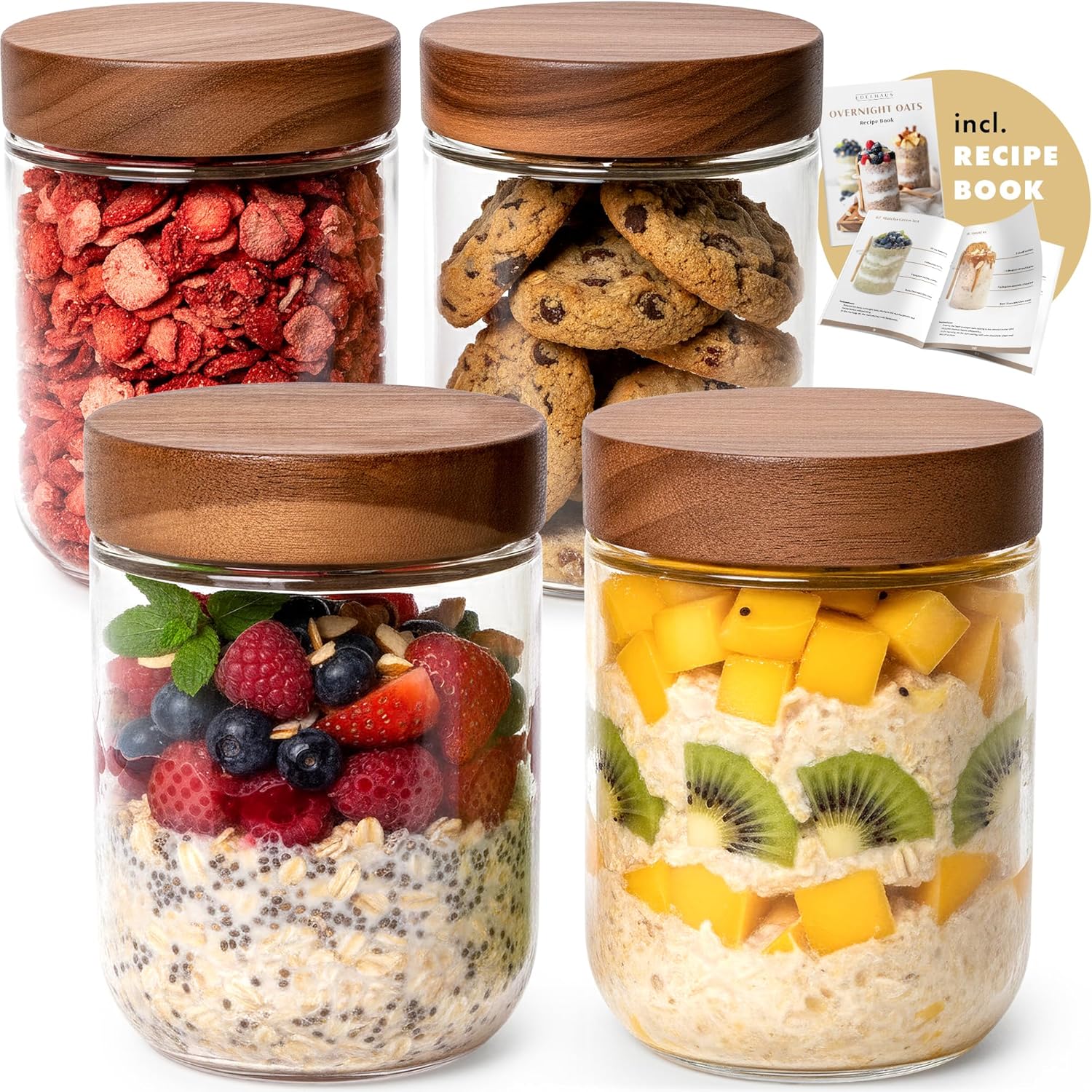 Overnight Oats Containers with - Food Storage Jar Glass recensie en prijs