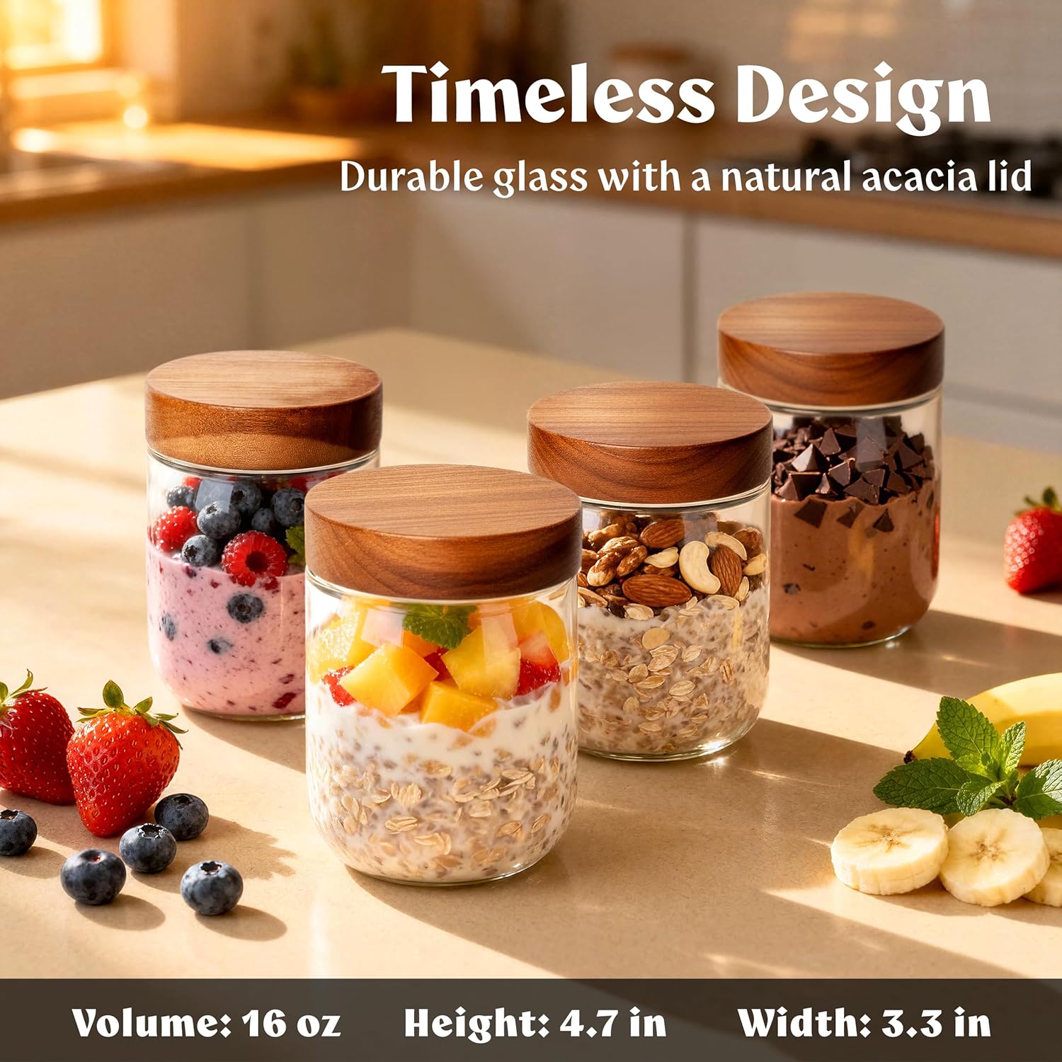 Overnight Oats Containers with - Food Storage Jar Glass recensie en prijs