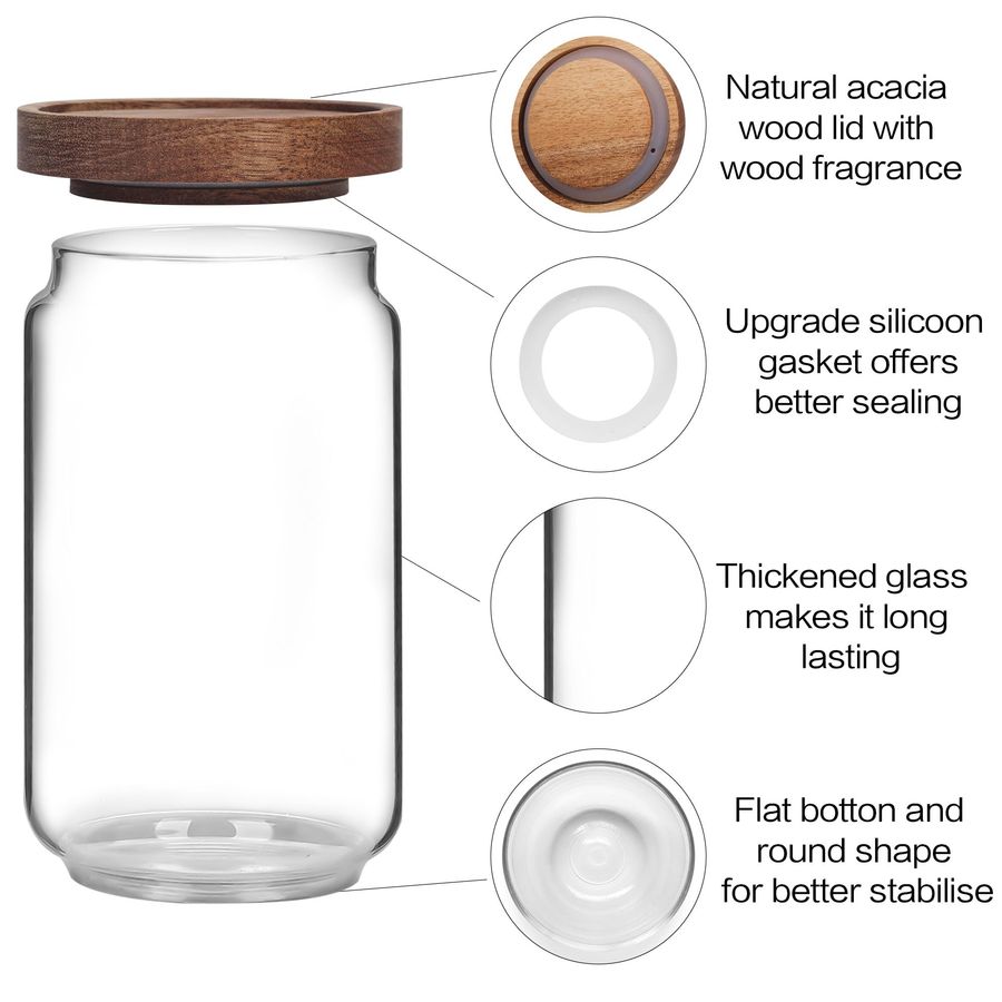 of 6 Glass Pantry Storage Jars - Food Storage Jar Glass recensie en prijs