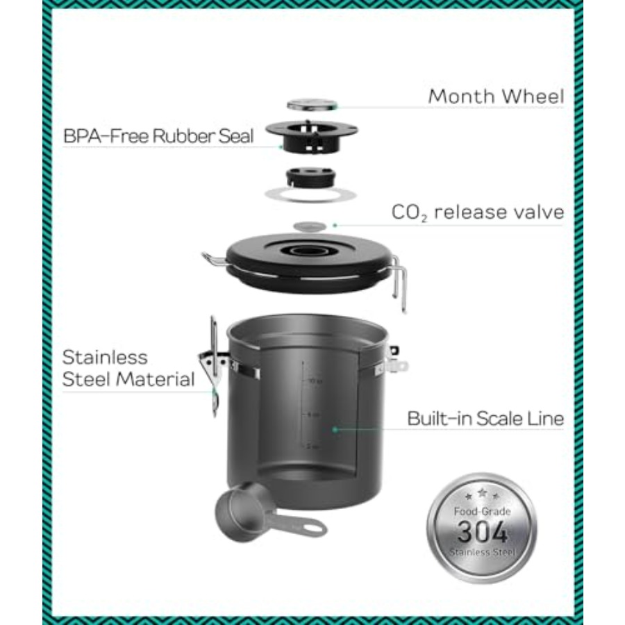 Coffee Canister, Airtight Stai - Food Storage With Scoop recensie en prijs