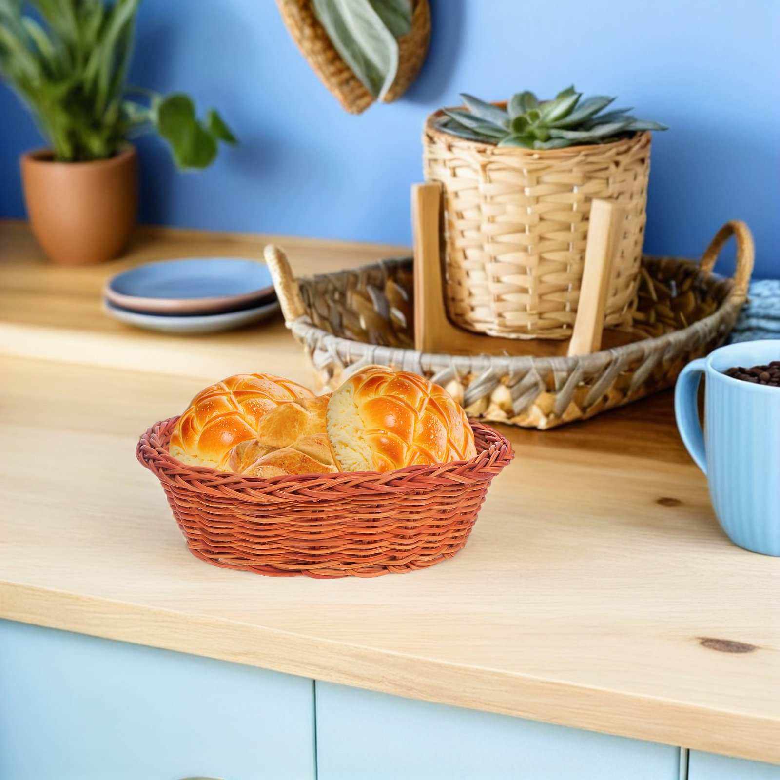 10Pcs Rattan Bread Basket Smal - Food Storage And Organizer recensie en prijs