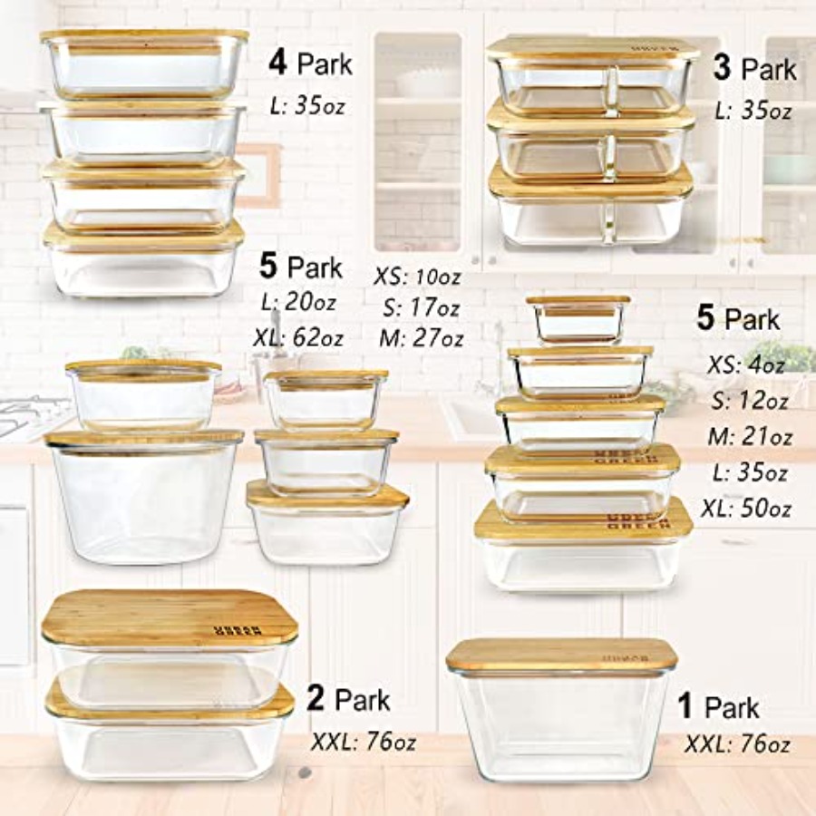 Glass Containers with Bamboo L - Food Storage Set Glass recensie en prijs