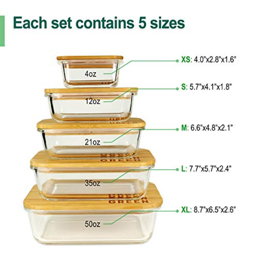 Glass Containers with Bamboo L - Food Storage Set Glass recensie en prijs