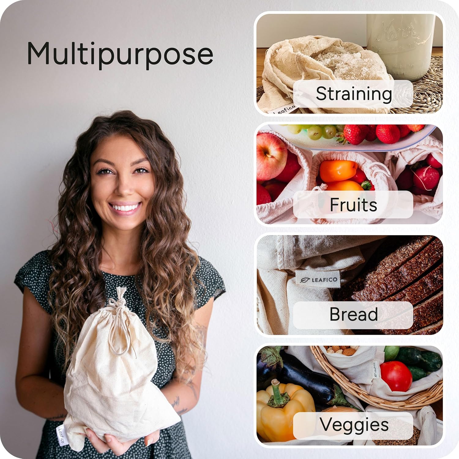 Muslin Cloth Bags with Drawstr - Food Storage Bags Xl recensie en prijs