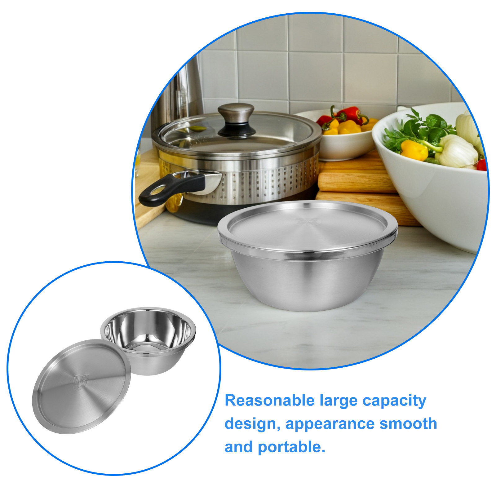 1Set Stainless Steel Mixing Bo - Food Storage Large recensie en prijs