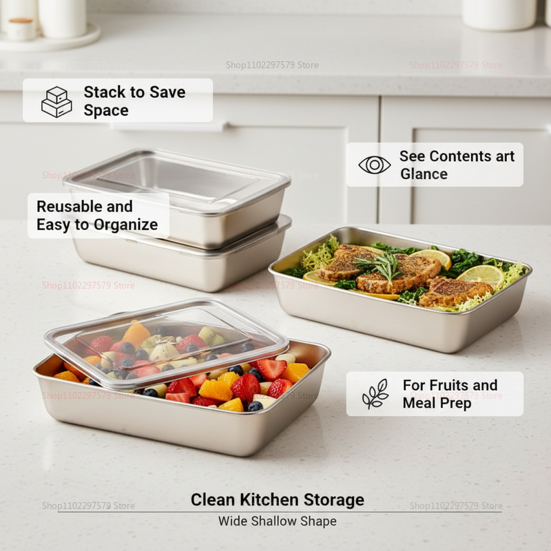 Plate Stainless Steel Food Con - Food Storage And Organizer recensie en prijs