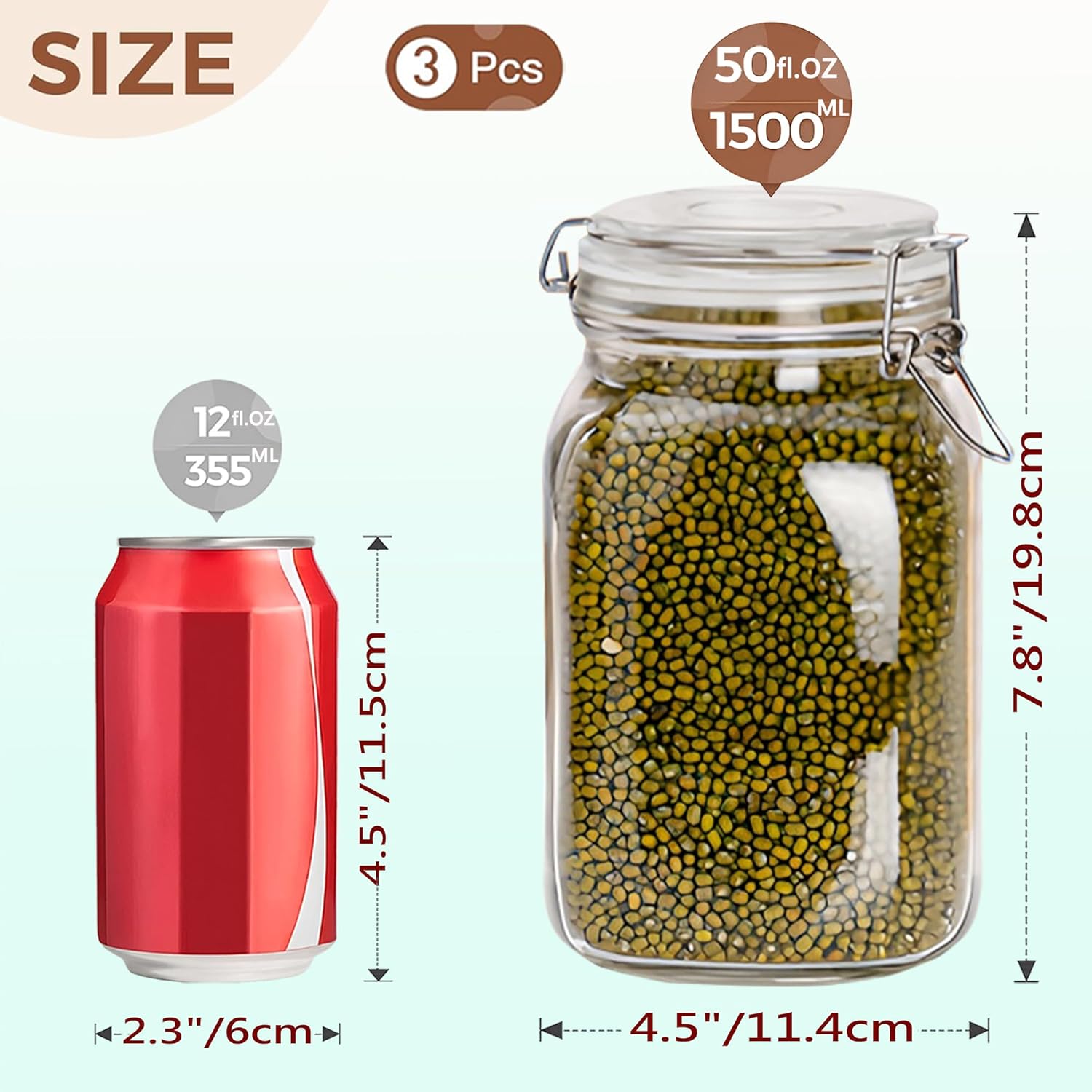 Clear Food Storage Jars 50oz S - Food Storage Set Glass recensie en prijs