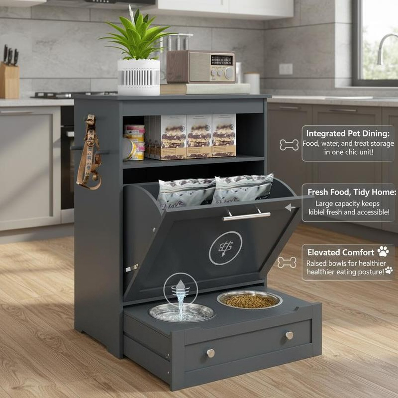 Pet Feeder Station Storage Cab - Food Storage Dog recensie en prijs