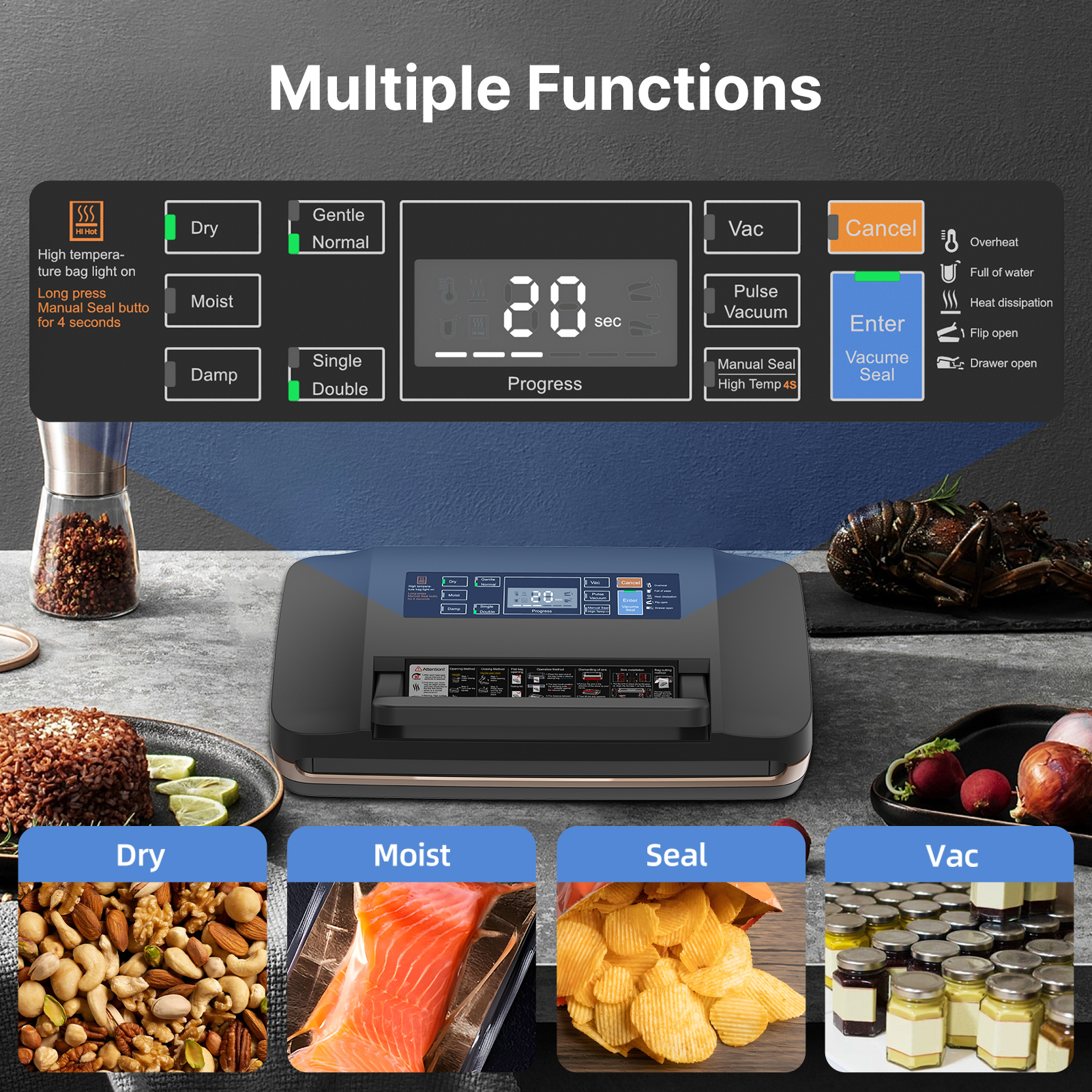Food Vacuum Sealer Machine wit - Food Storage Vacuum Pump recensie en prijs