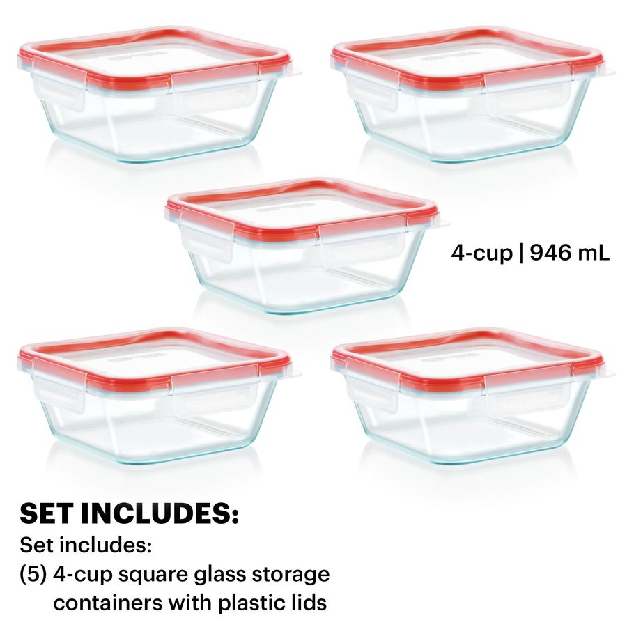 Freshlock 5Pack, 4 Cup Glass F - Food Storage Set Glass recensie en prijs